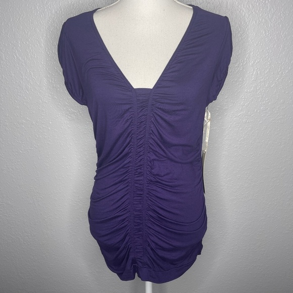 Kenar Purple Blouse with ruching NWOT - Picture 1 of 7